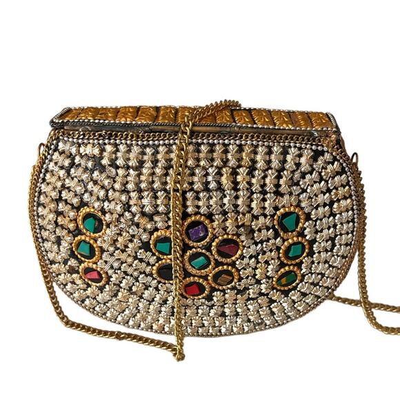 Vintage Ornate Green Mosaic Crossbody Bag - Picture 4 of 8